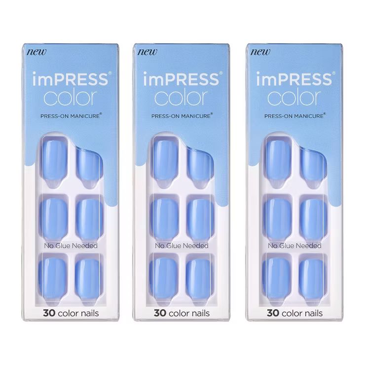 KISS imPRESS Color Press-On Nails - Baby Why So Blue - 3pk - 90ct | Target