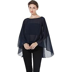 Women Poncho Cape High Low Chiffon Shawls Wraps Scarves Capelets for Evening Dress Bridal Wedding... | Amazon (US)