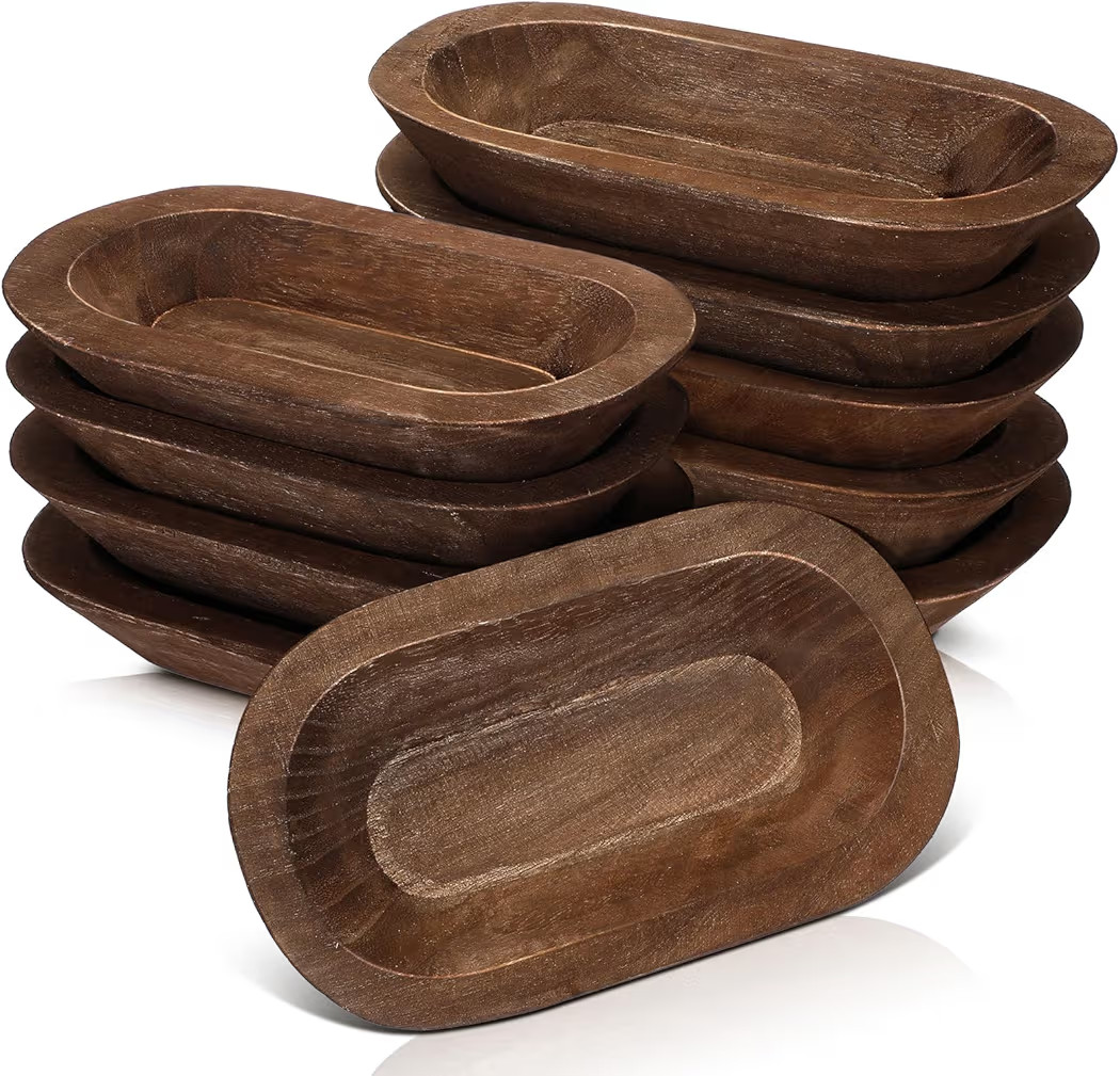 Nuogo 10 Pack Wooden Dough Bowls Bulk 8.5 Inch Rustic Dough Bowls for Wedding DIY Candle Home Cra... | Amazon (US)