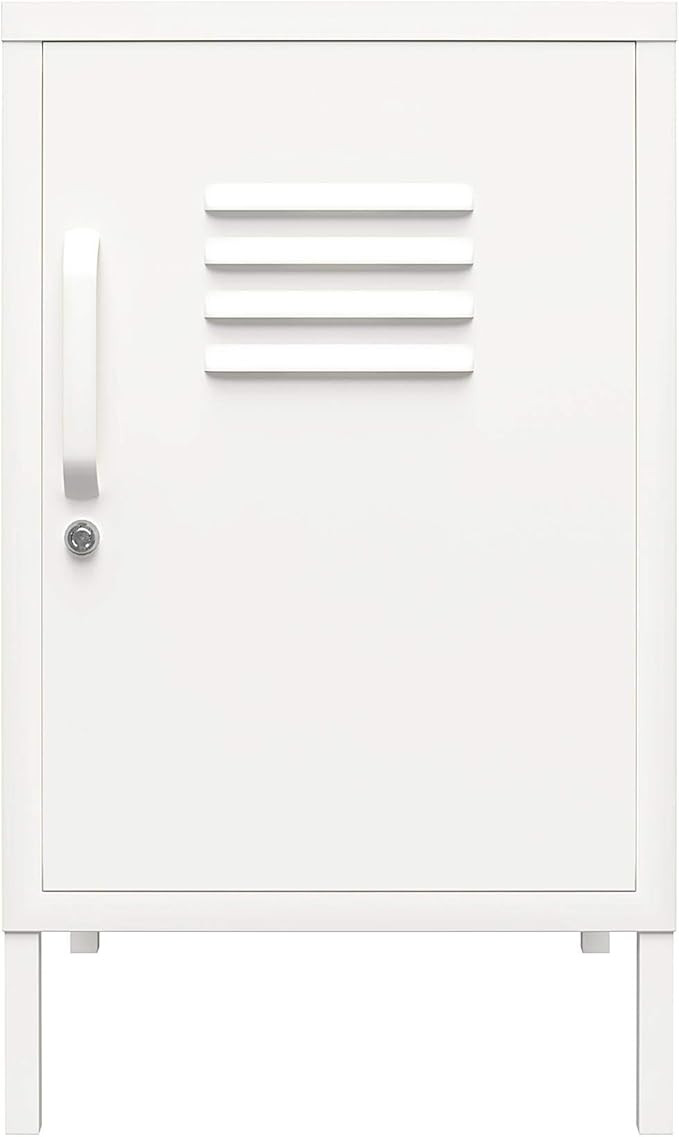 REALROOMS Shadwick 1 Door Metal Locker Style Livingroom End Table, Soft White | Amazon (US)