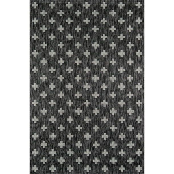 Novogratz Umbria 5' x 7.5' Gray and Black Geometric Outdoor Rug - Walmart.com | Walmart (US)