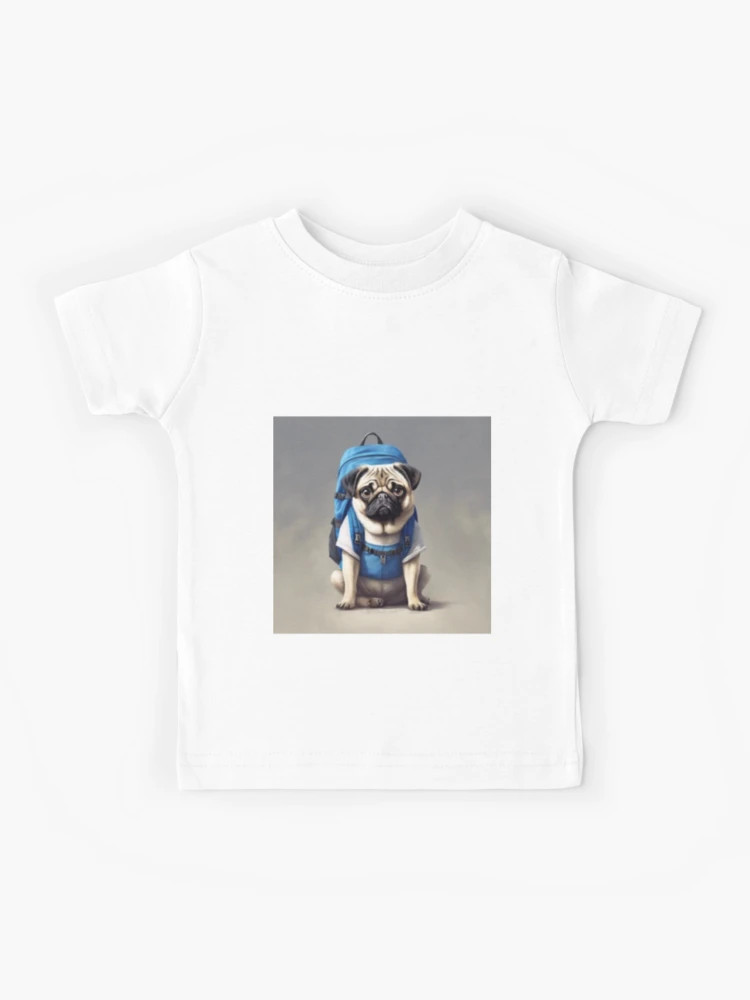 Pug with a blue backpack  Kids T-Shirt | Redbubble (US)