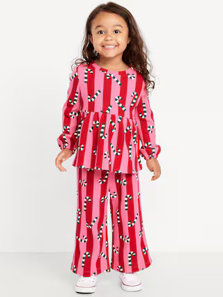 Waffle-Knit Peplum Top and Pants Set for Toddler Girls | Old Navy (US)
