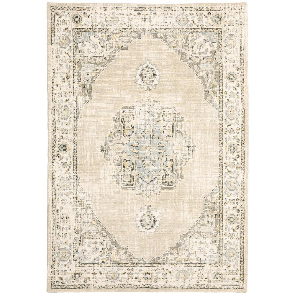 AVERLEY HOME Aurora Beige/Ivory 5 ft. x 7 ft. Vintage Medallion Area Rug-003360 - The Home Depot | The Home Depot