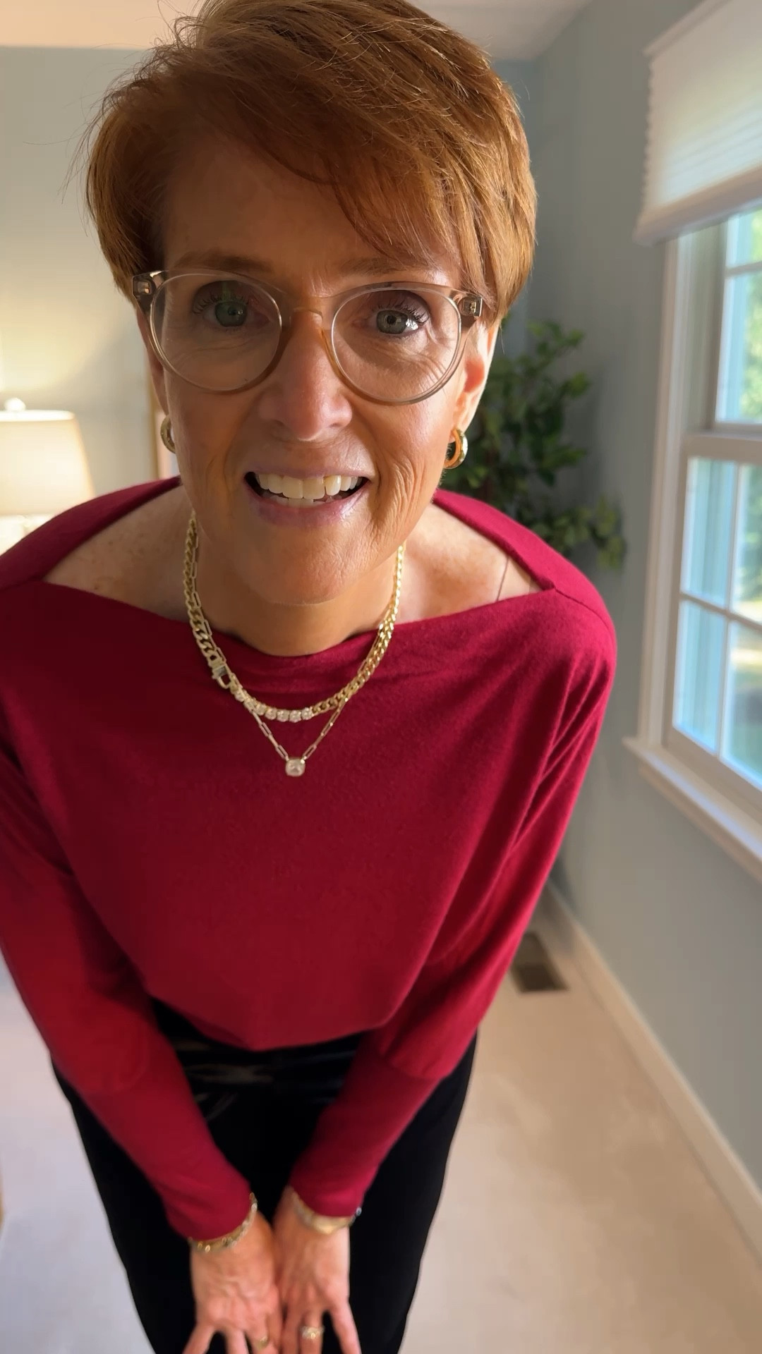 Cozy and comfortable but put together

* Cranberry Long Sleeve Soft Boat Neck Top: Rich in color and cozy in texture, a fall wardrobe essential.
* Black Velvet Trousers: Luxe and sophisticated, these trousers are perfect for adding a touch of elegance to any outfit.
Wearing a medium in the top
Wearing a large in the pants. They are a bit big. Would have been better in a medium.

#LTKHoliday #LTKStyleTip #LTKOver40