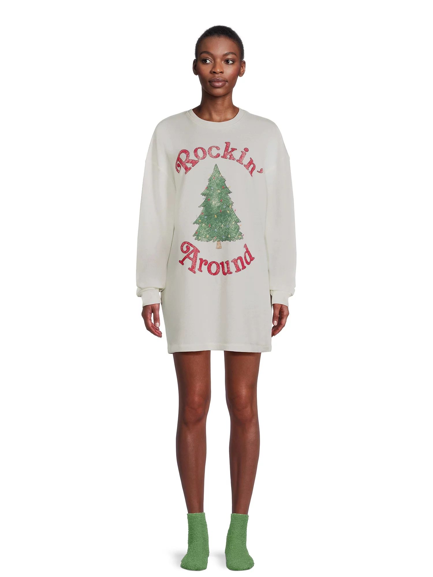 Grayson Social Juniors' Christmas Sleep Shirt and Socks Set, 2-Piece | Walmart (US)