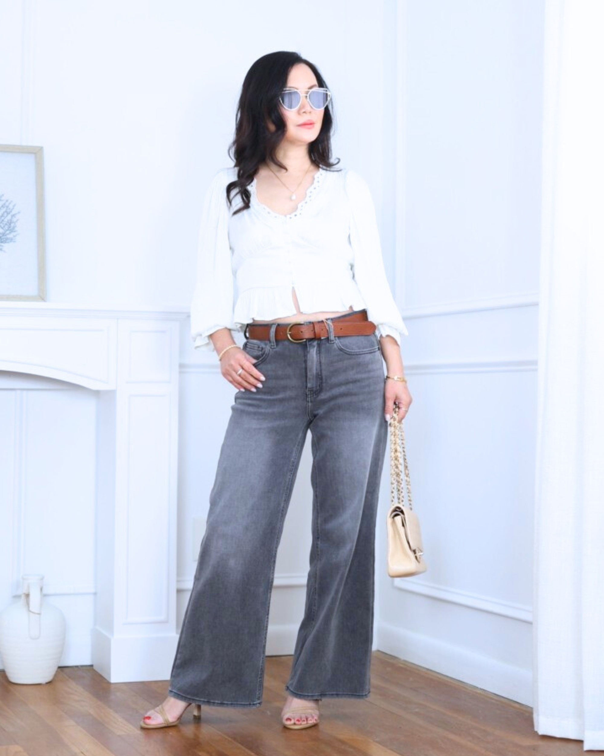 Soft and flattering — a peplum top from GAP paired with wide-leg jeans from Quince for an easy, feminine look that feels comfortable and effortlessly put together. I’m 5’2, wearing size XS.

#LTKootd #LTKOver40 #LTKPetite
