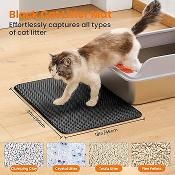 Cat Litter Mat, 24x18 Inches Large Double Layer Honeycomb Cat Litter Trapping Mat, Non Slip Water... | Amazon (US)