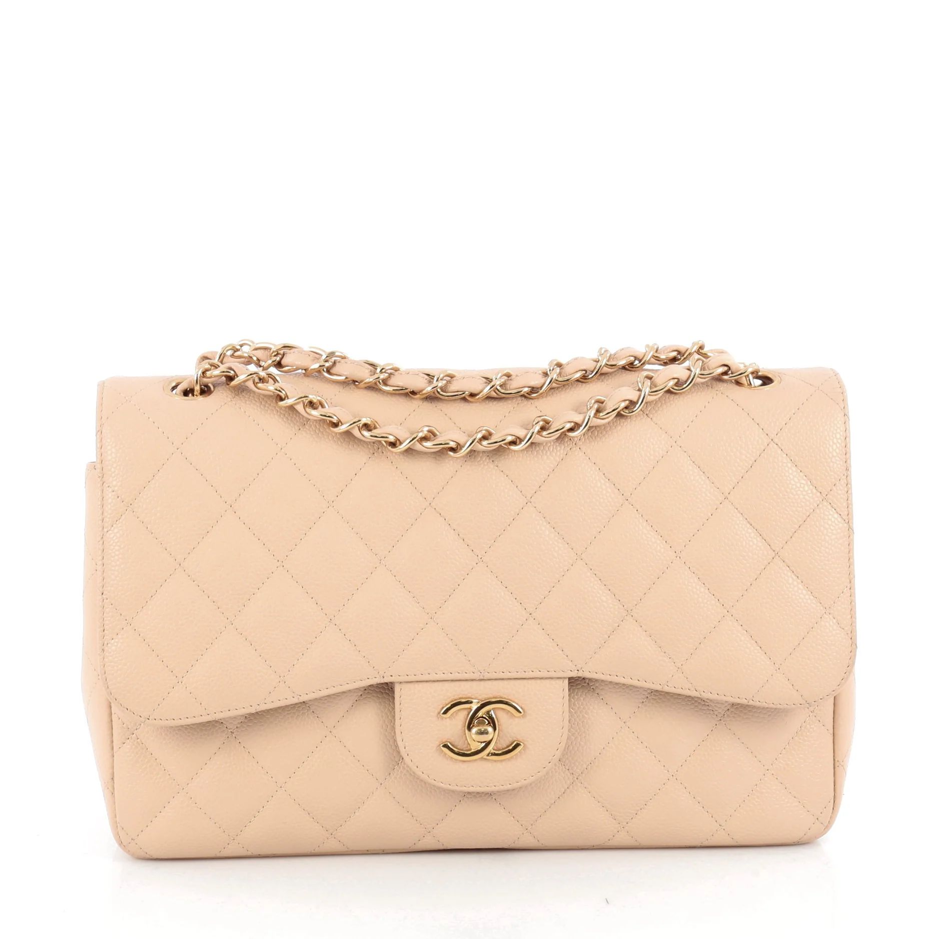 Chanel Classic Double Flap Bag Quilted Caviar Jumbo | Rebag
