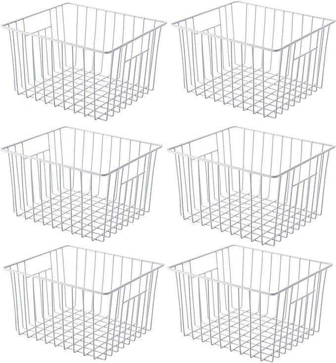 SANNO Freezer Wire Baskets, Refrigerator Bin 6 Pack Wire Basket for Storage Durable Metal Basket ... | Amazon (US)