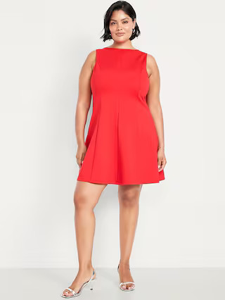 Sleeveless Ponte-Knit Mini Swing Dress | Old Navy (US)