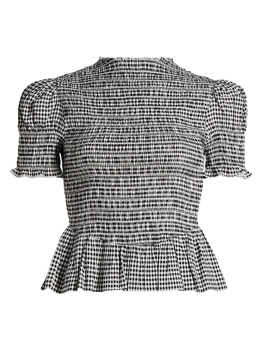 Women's Aggie Gingham Check Peplum Top - Remy Check - Size XL | Saks Fifth Avenue