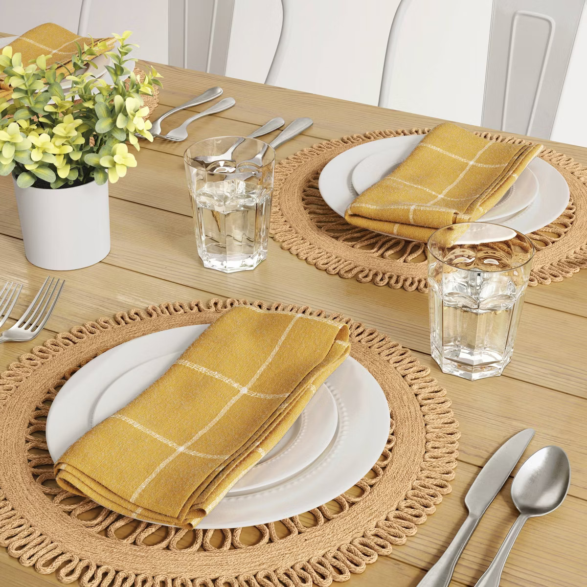 Jute Decorative Charger Brown - Threshold™: Geometric Round Placemat, Traditional Fall Decor, 1... | Target
