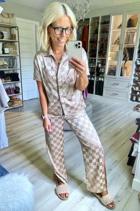These beautiful satin jammies are on sale!! Was $29.99 and now $19.99!!!! The short set is on sale for $13.99!!! I’m wearing my true size small - if between sizes or if you want a roomy fit go up! 

#LTKFind #LTKstyletip #LTKsalealert