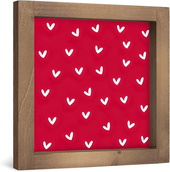 Red Valentines Day Decor, 6" Wooden Valentine's Day Heart Sign, Love Decorative Signage Plaque In... | Amazon (US)