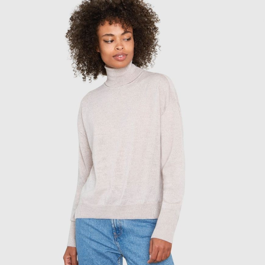 EILEEN TURTLENECK RELAXED-FIT MERINO WOOL SWEATER | Santicler