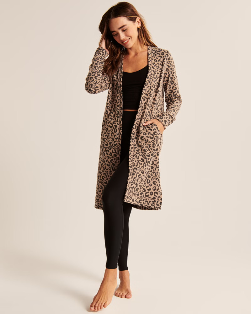 Cozy Duster Leopard Cardigan | Abercrombie & Fitch (US)