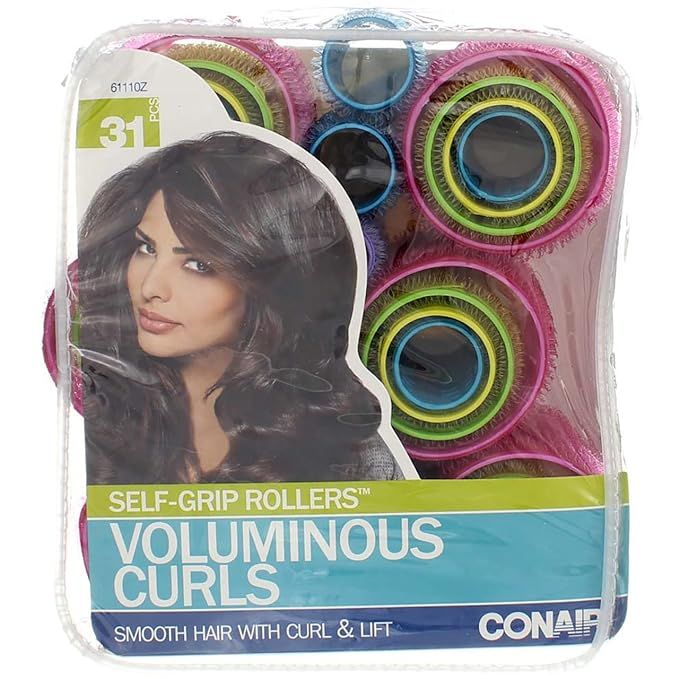 Conair Self Grip Assorted Sizes and Colors Hair Rollers, Hair Curlers, Self-Grip Hair Rollers, 31... | Amazon (US)