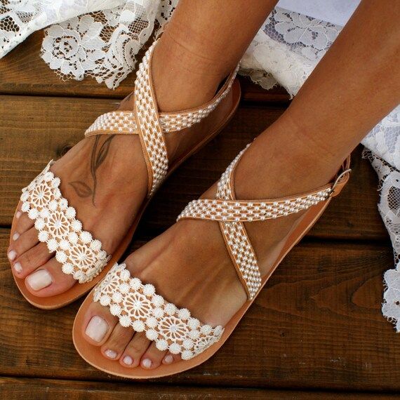 Wedding Sandals/ Ivory Lace Bridal Sandals/ Leather Sandals/ | Etsy | Etsy (US)