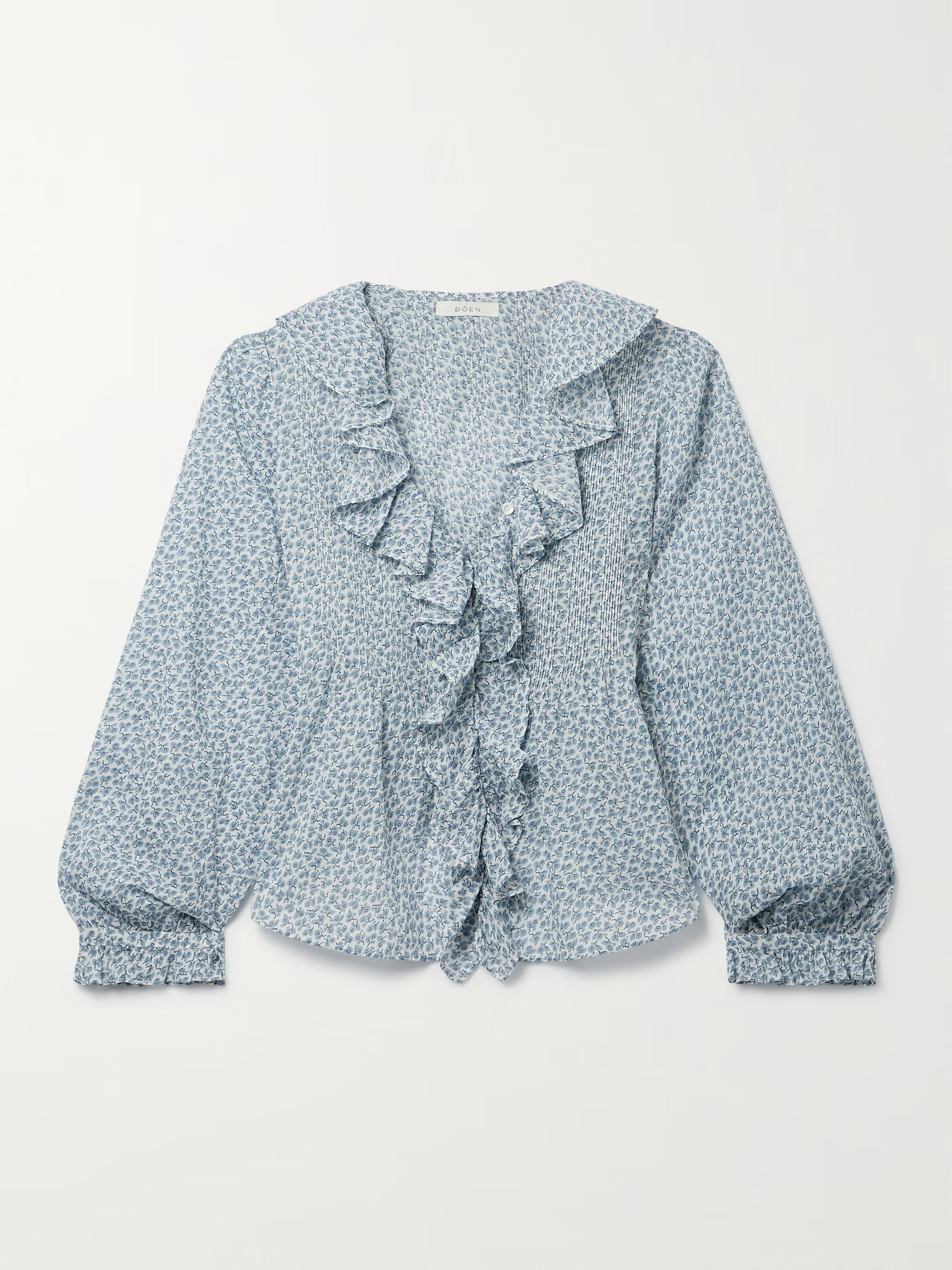 + NET SUSTAIN Leanna pintucked floral-print organic cotton-voile blouse | NET-A-PORTER (US)