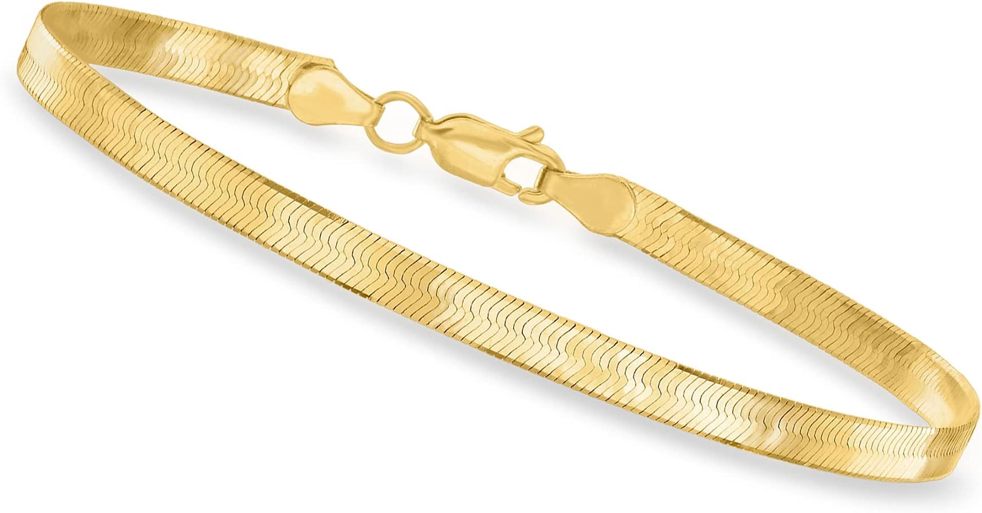 Canaria 4mm 10kt Yellow Gold Herringbone Bracelet. 7 inches | Amazon (US)