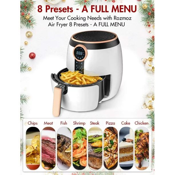 Rozmoz White Air Fryer Oven 5.2Qt Air Fryer Toaster Oven Temp/Time, 8 Cooking Preset with Air Fry... | Walmart (US)