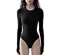 PUMIEY Women's Crew Neck Long Sleeve Bodysuit Sexy Tops Sharp Collection | Amazon (US)