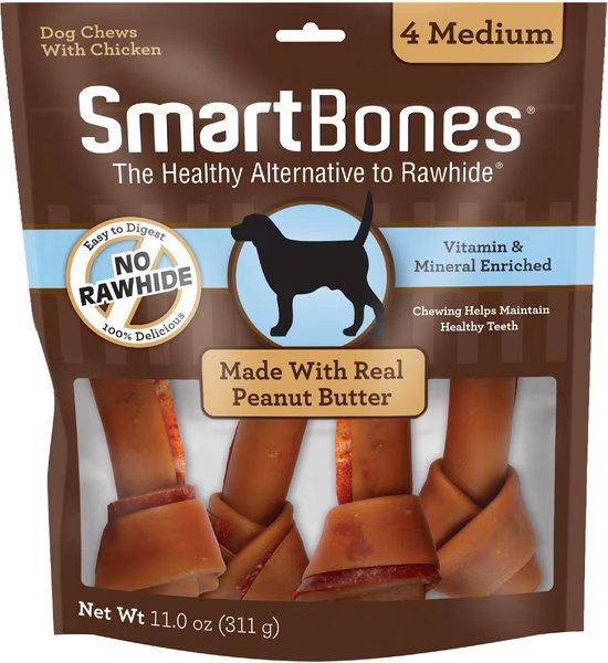 SmartBones Medium Peanut Butter Chew Bones Dog Treats | Chewy.com