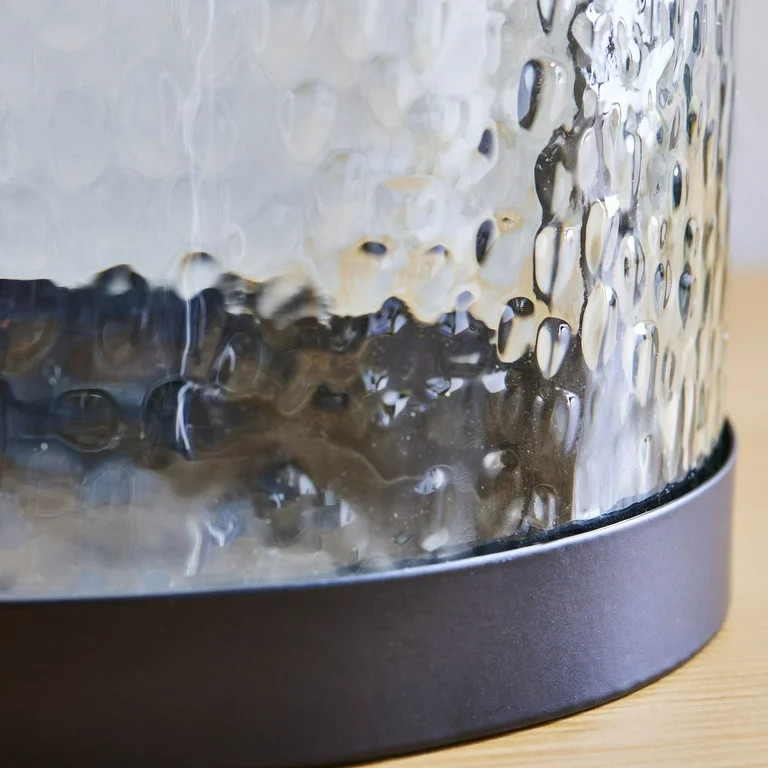 Better Homes & Gardens Black Metal Hammered Glass Candleholder Lantern, 11", Large | Walmart (US)