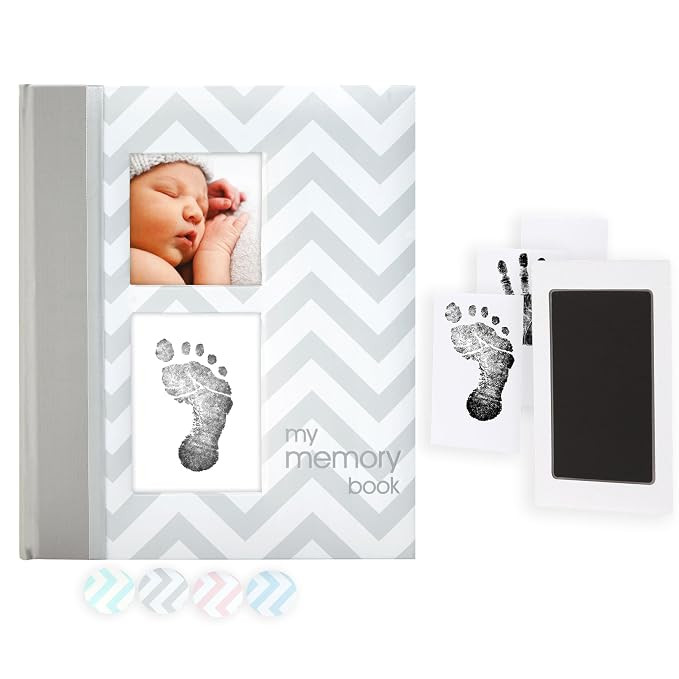 Pearhead First 5 Years Chevron Baby Memory Book, Clean-Touch Safe Ink Pad for Baby’s Handprint ... | Amazon (US)