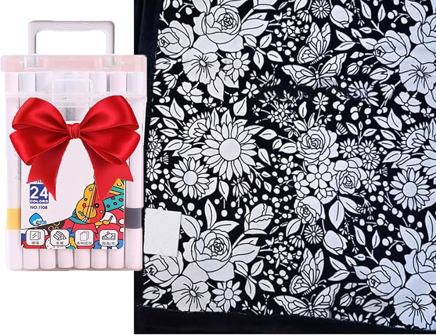 NatureHaven Coloring DIY Washable Blanket, with 24pc Colored Pens, 59x53 Inch, Creative Art Custo... | Amazon (US)