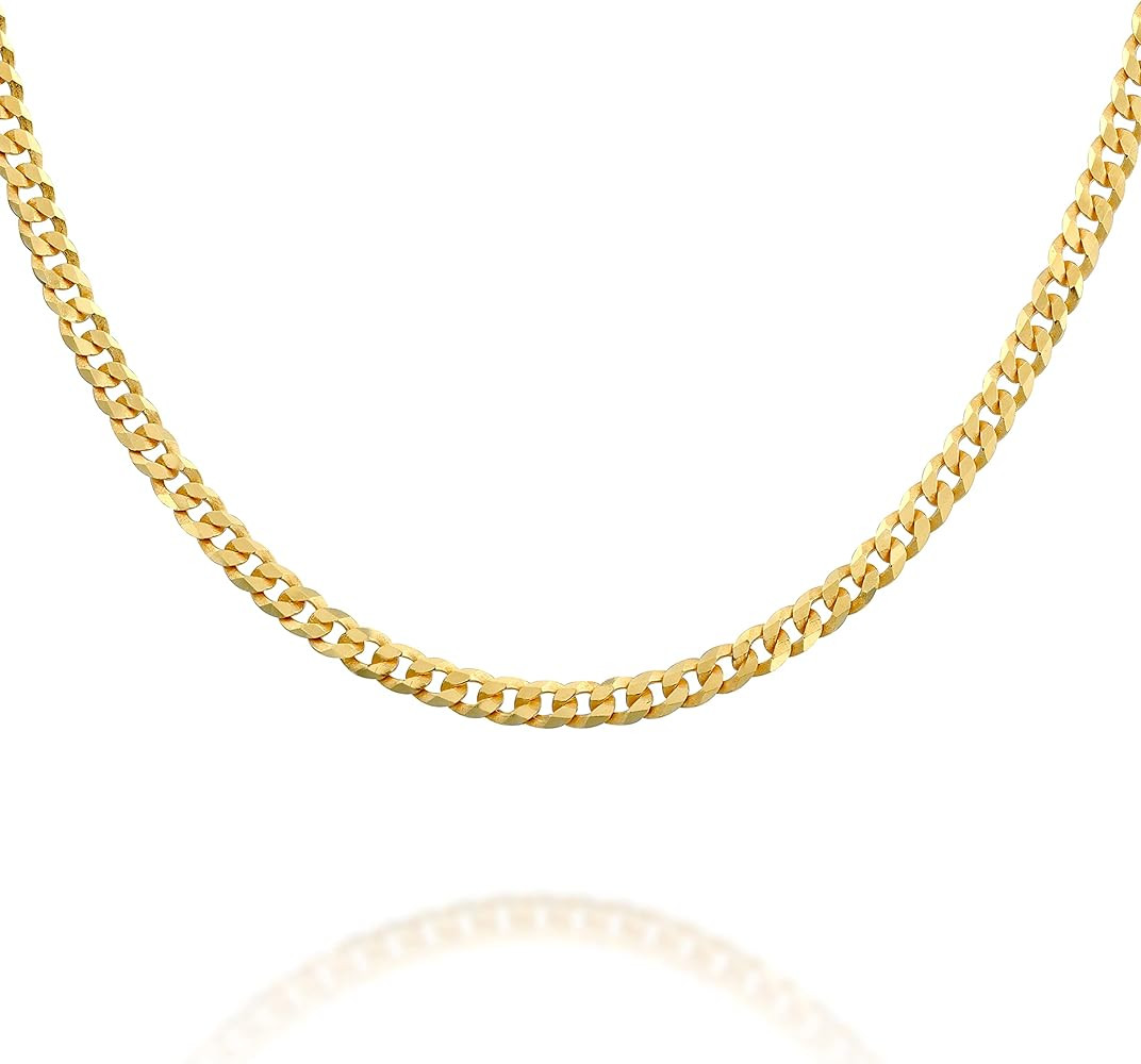 PAVOI Italian Solid 925 Sterling Silver, 22K Gold Plated Chain Necklaces | Snake, Square Box, Cab... | Amazon (US)