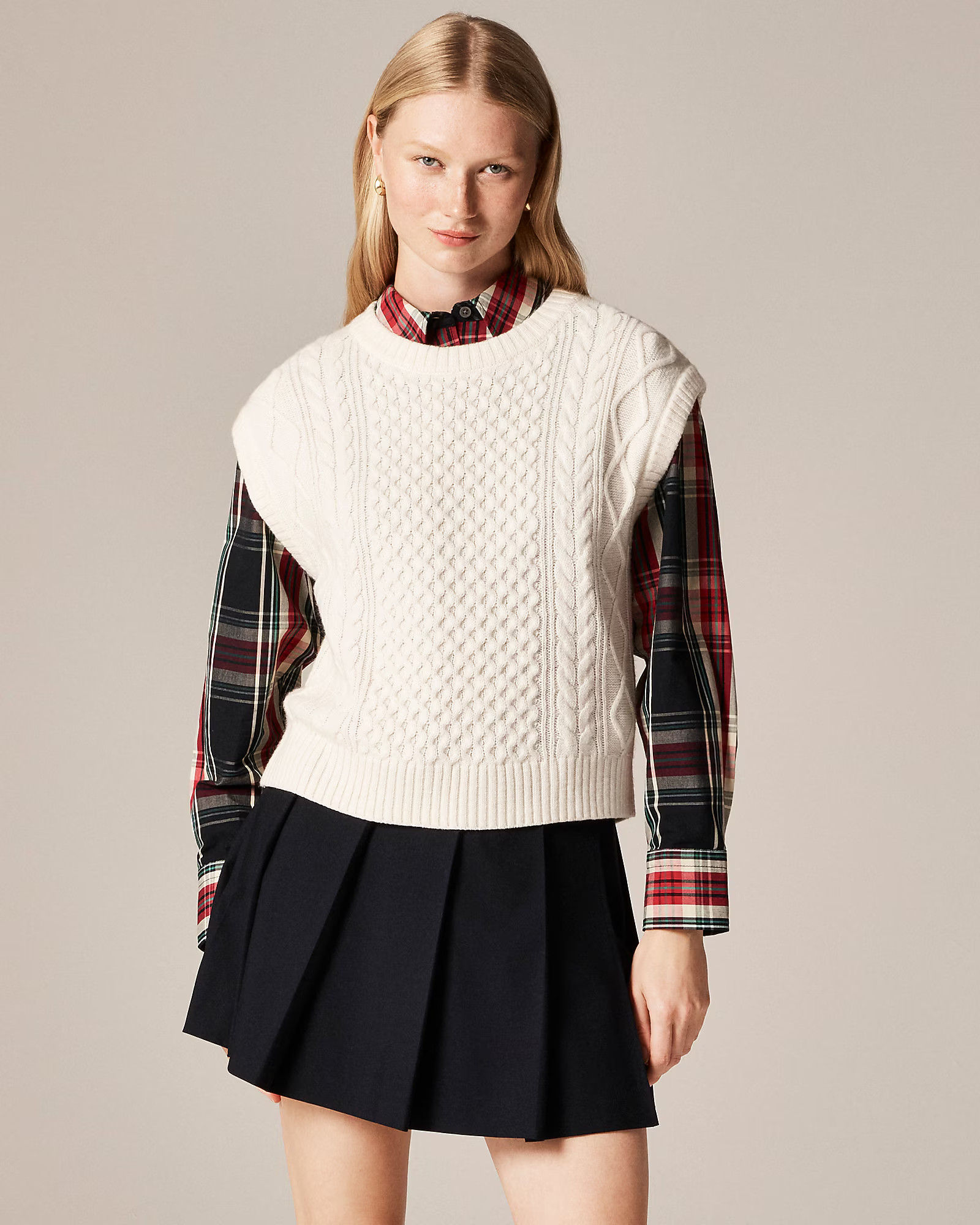 Cable-knit shell in wool blend | J. Crew US