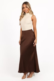 Kora Midi Skirt - Brown | Petal & Pup (US)
