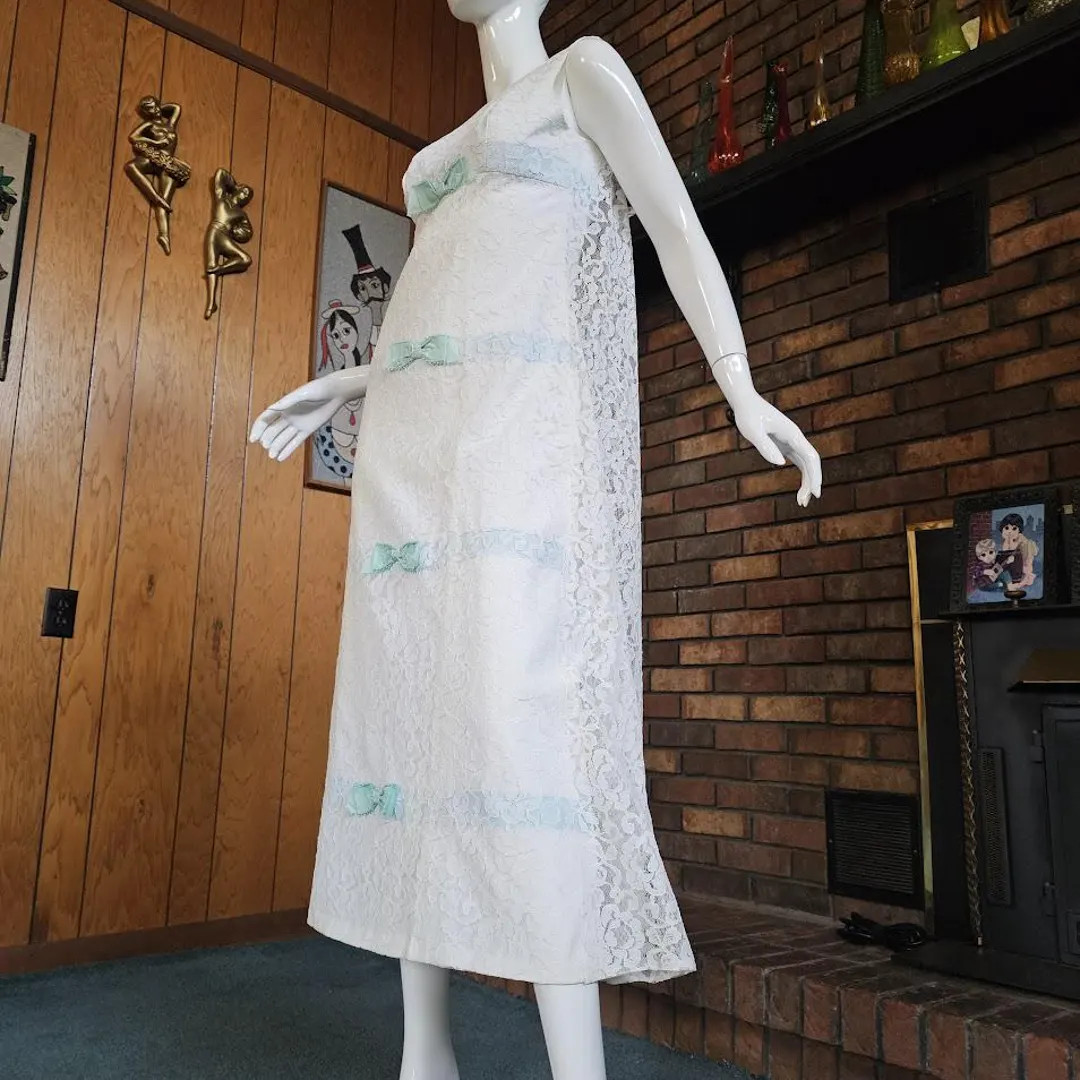 Vintage 60s Youthquake Mod Hippy Wedding Formal Hostess Watteau Prom Dress Gown XS/S - Etsy | Etsy (US)