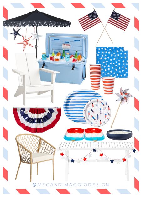 Americana Summer backyard entertaining picks!! Plus so many are on sale right now like these outdoor dining chairs that look like Serena & Lily, but for way less! 🙌🏻 And this pretty light blue outdoor cooler 😍 

Also found our navy scallop patio umbrellas on sale!! And so many cute red, white and blue party supplies that’ll have you ready for entertaining all Summer long! 🇺🇸

#LTKhome #LTKSeasonal #LTKsalealert