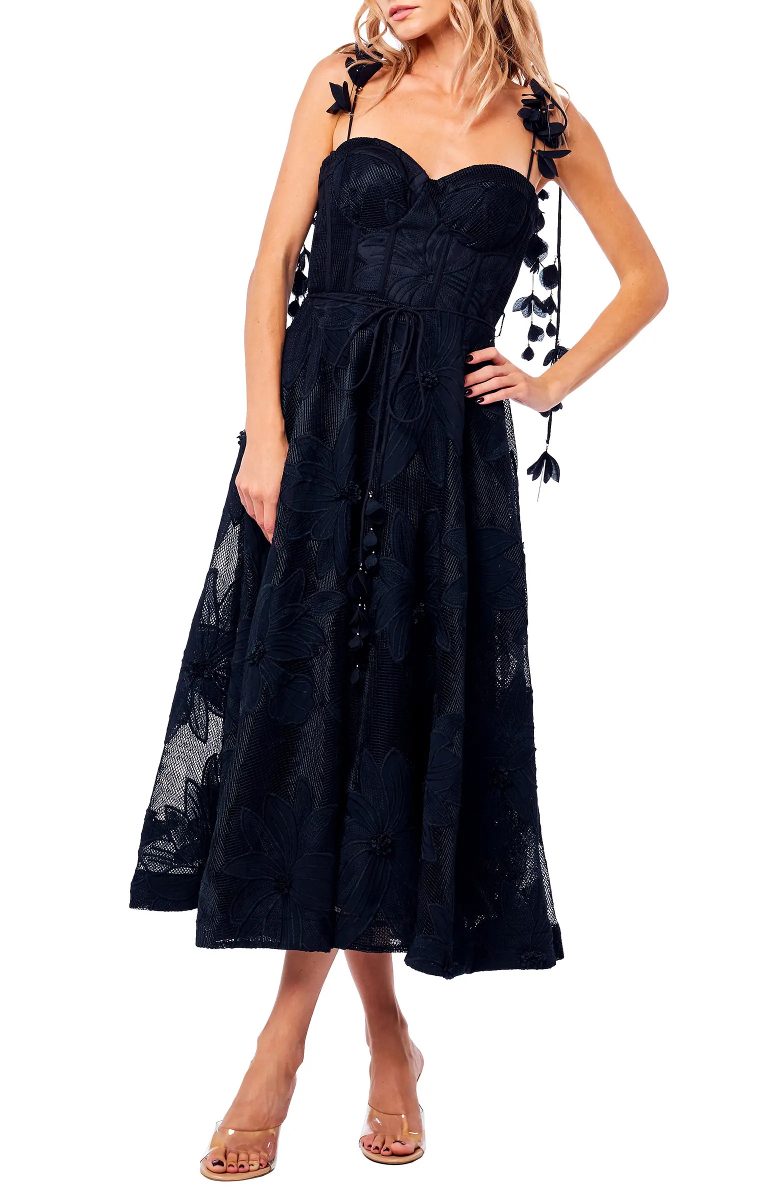 Emilia Bustier Lace Midi Cocktail Dress | Nordstrom