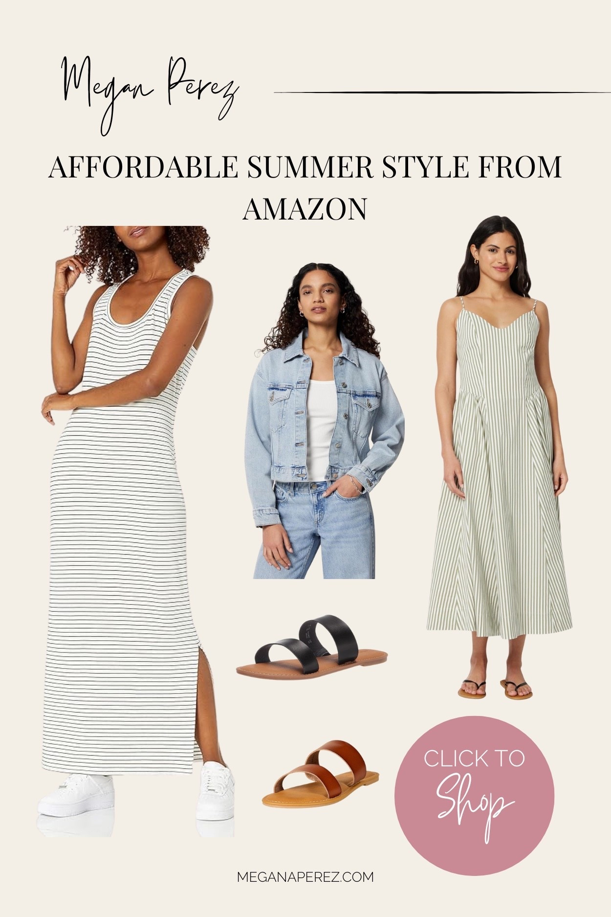 You don't have to spend a lot to look put together this summer. A striped maxi dress, a classic denim jacket, a striped linen midi, and simple sandals — all from Amazon and all under budget. Shop my full summer Amazon picks on LTK! 👗

#LTKootd #LTKgrwm #LTKmomlife