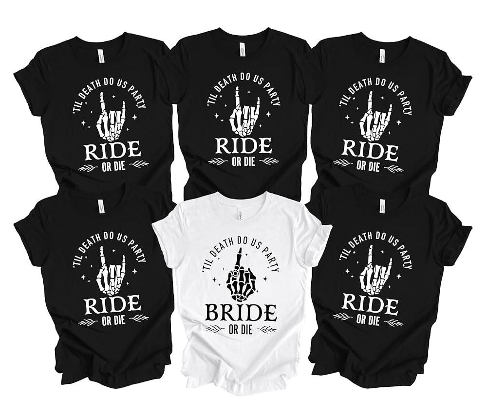 Bride or Die Ride or Die Bachelorette party shirts, Bachelorette party shirts, skeleton punk bach... | Amazon (US)