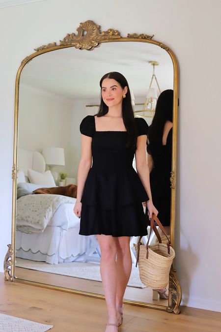 Black smocked ruffle mini dress from H&M (XS) / spring dress under $50