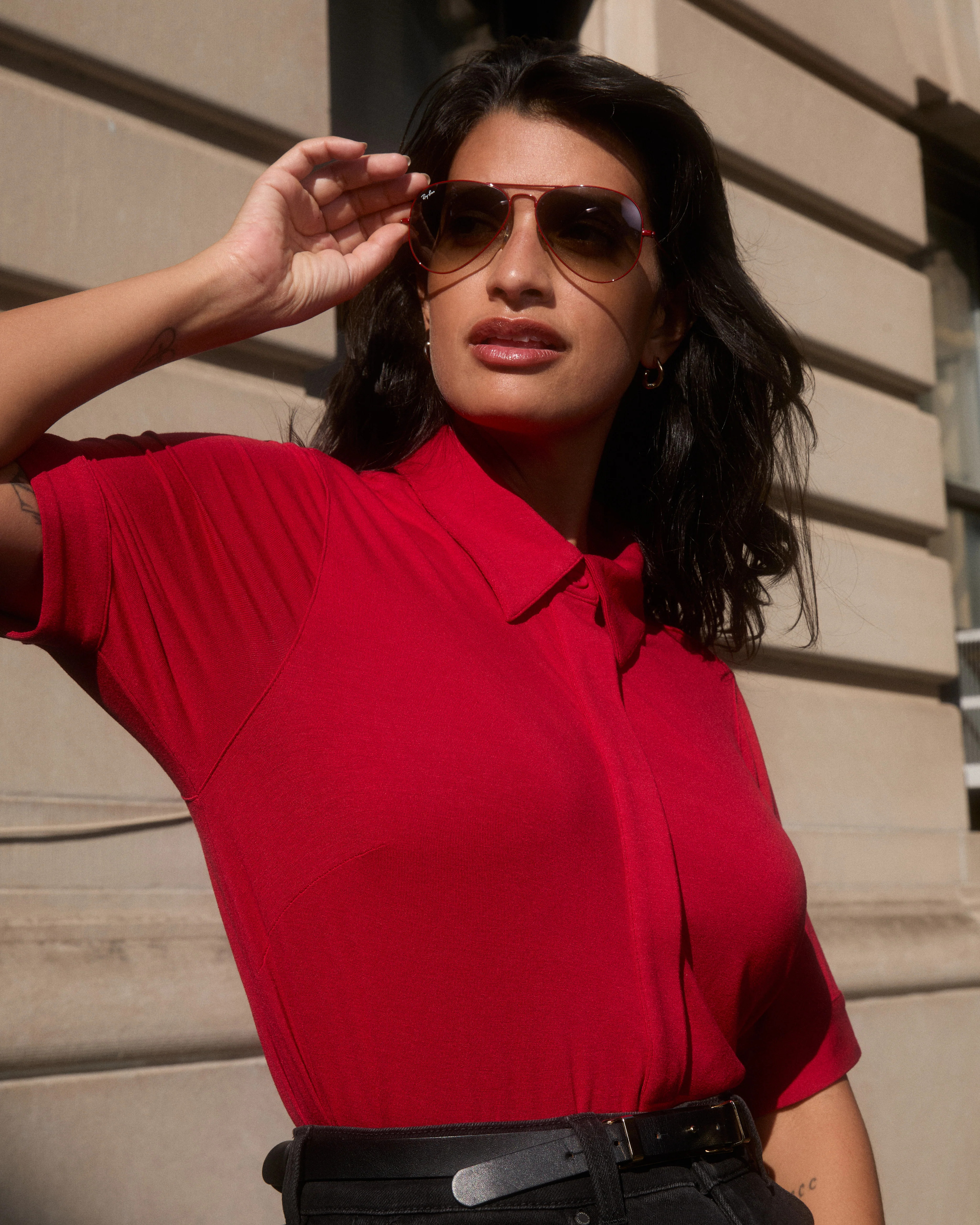 Chelsea Liquid Jersey Short Sleeve Shirt - New York Red | Universal Standard