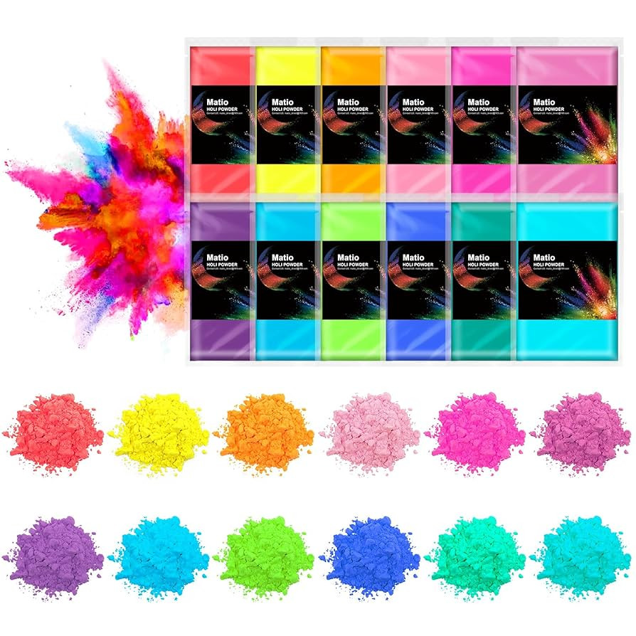 Matio Color Run Powder, 12 Pack 3.5oz/100g Each Natural Holi Powders Assorted Coloring Rangoli Bu... | Amazon (US)
