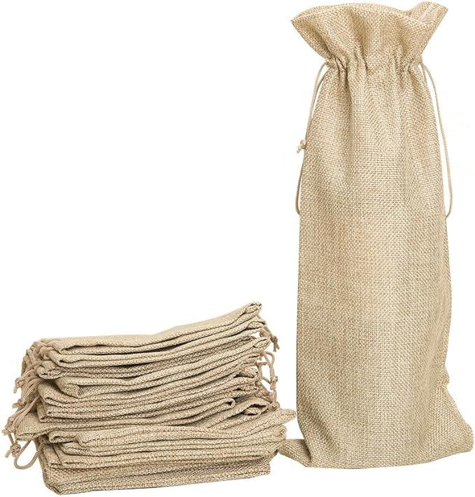 Shintop 10pcs Jute Wine Bags, 14 x 6 1/4 inches Hessian Wine Bottle Gift Bags with Drawstring (Br... | Amazon (US)