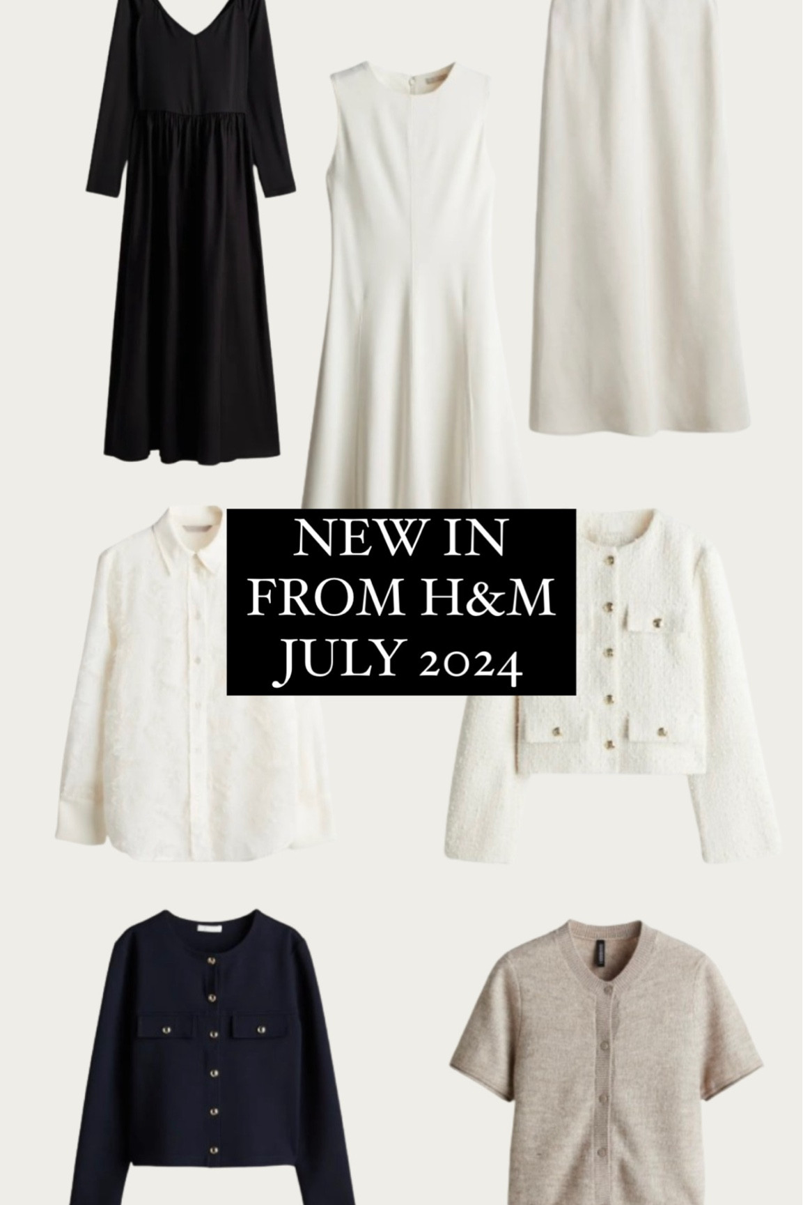  New neutral summer pieces from H&M. White dress, black dress, cropped jacket, white button up, cardigan, and navy blue jacket. These are versatile capsule wardrobe pieces. Perfect office outfits. 

#LTKworkwear #LTKcanada #LTKsummer