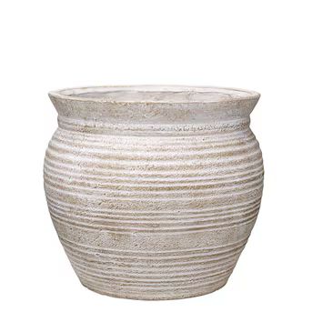 allen + roth 16-in x 13.85-in White Wash Terracotta Mixed/Composite Planter with Drainage Holes | Lowe's