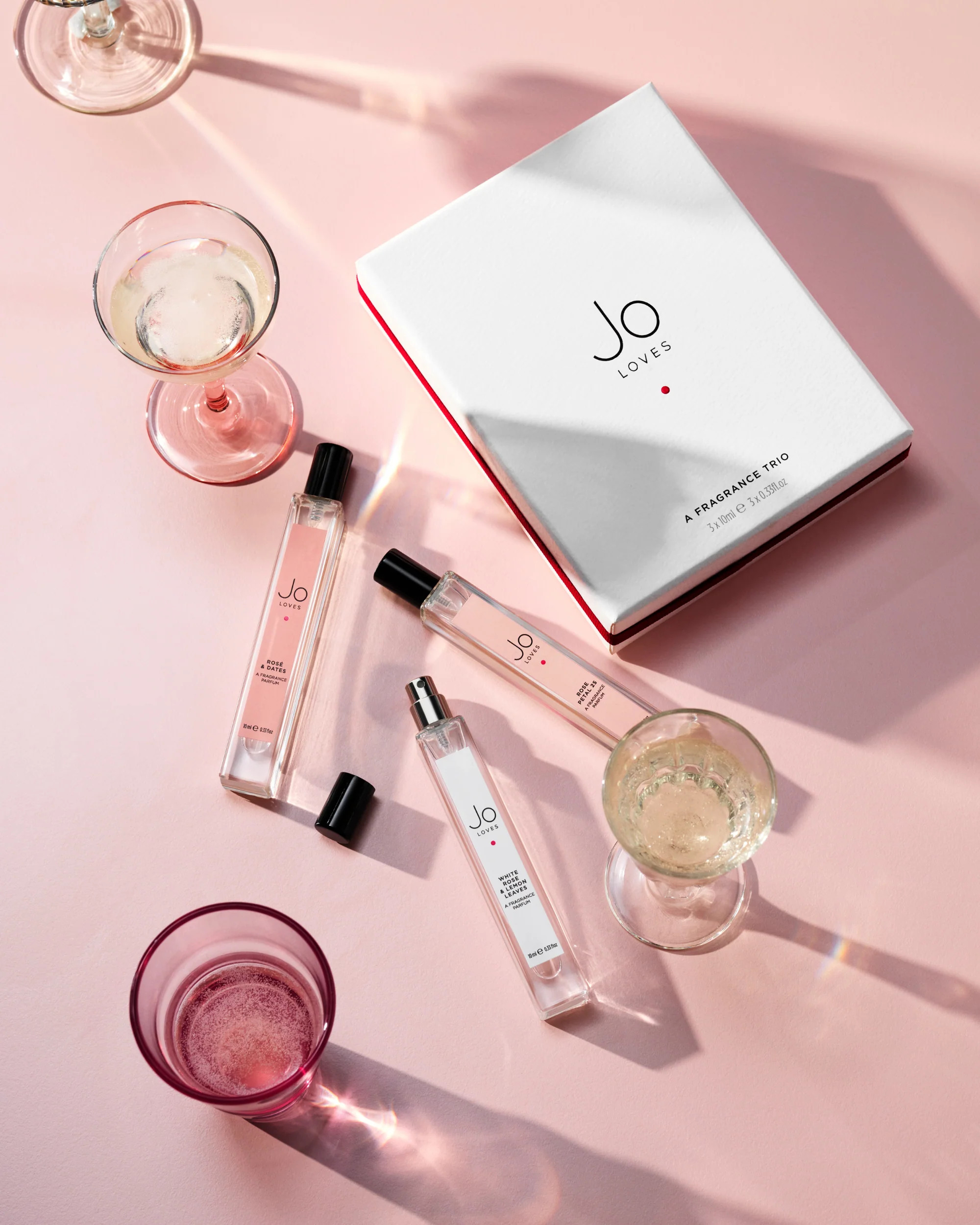 Rosé A Fragrance Trio: White Rose & Lemon Leaves, Rosé & Dates, Rose P
 – Jo Loves | Jo Loves Limited
