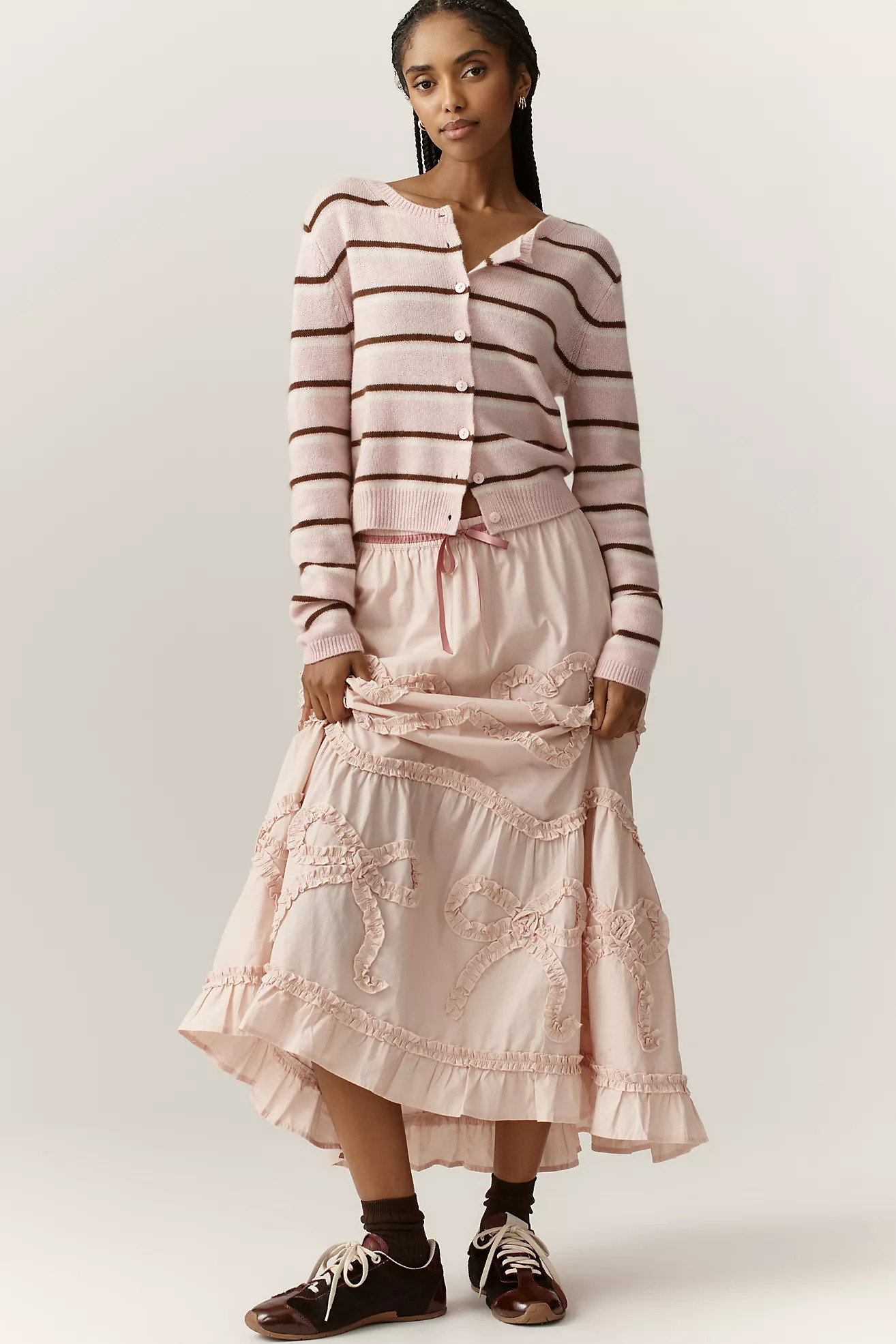 By Anthropologie Deco Heart Mesh Drawstring Maxi Skirt | Anthropologie (US)