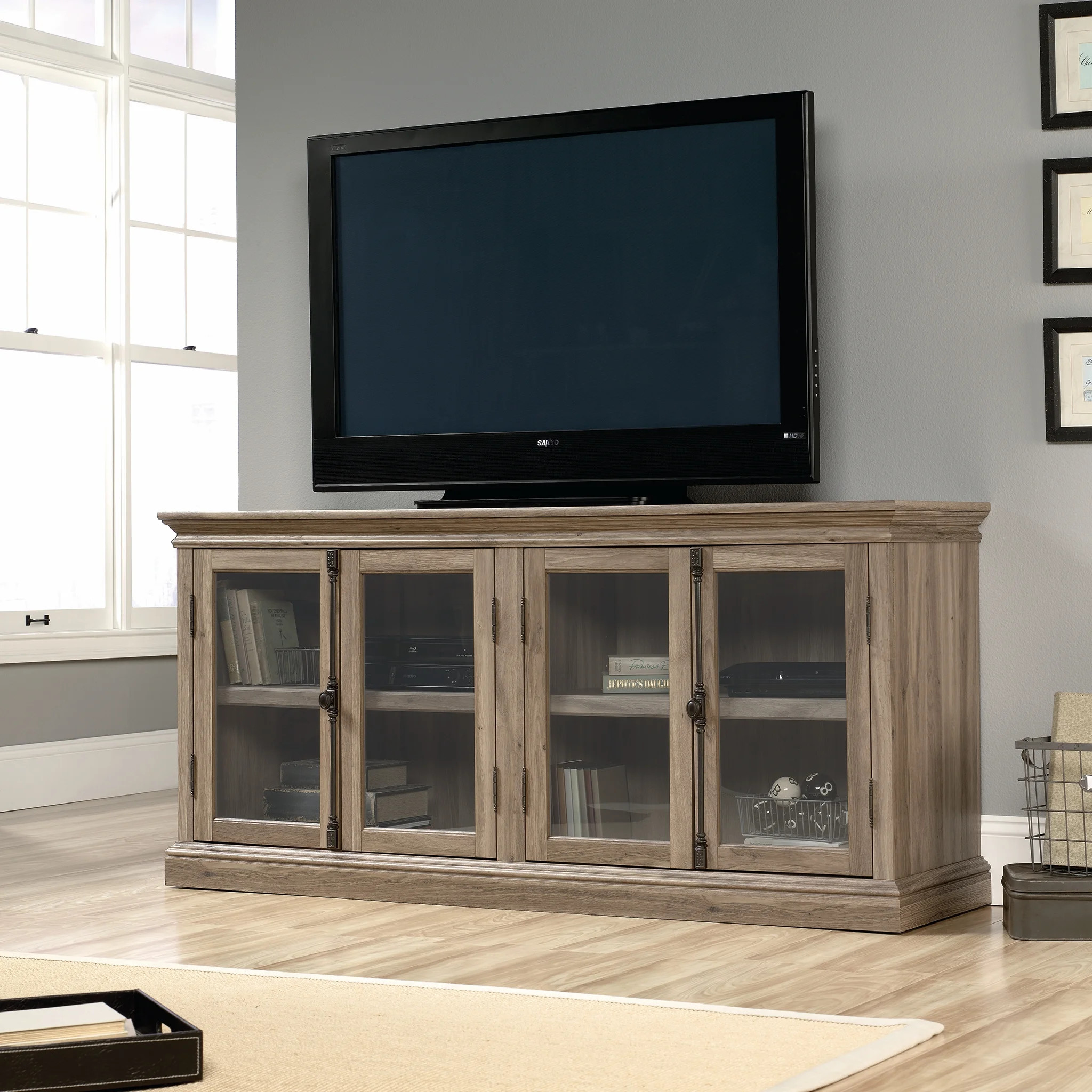 Sauder Barrister Lane TV Stand for TVs up to 80", Salt Oak Finish - Walmart.com | Walmart (US)