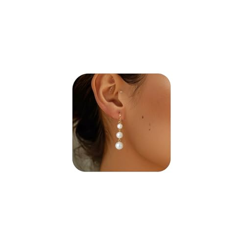 OOOPEL Pearl Earrings for Women Handpicked Freshwater Cultured Pearls Dangle Earrings Elegant Pearl Drop Earrings 14K Gold Pearls Earrings Wedding Jewelry Birthday Wedding Gifts for Women | Amazon (US)