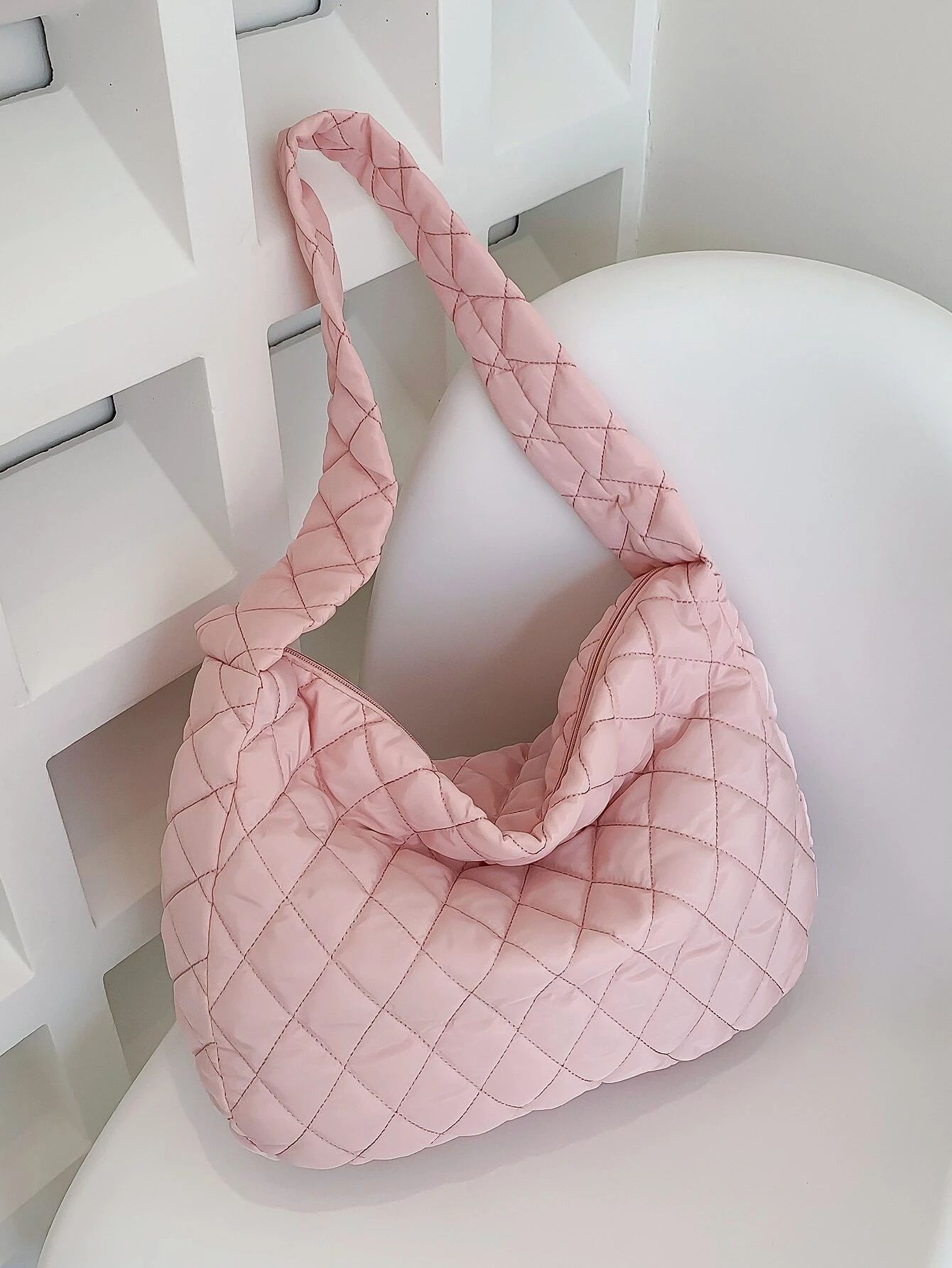 Argyle Quilted Hobo Bag | SHEIN